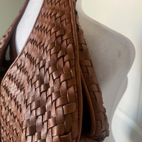 Sondra Roberts Brown Basketweave Hobo Shoulder Bag Purse - Picture 9 of 16